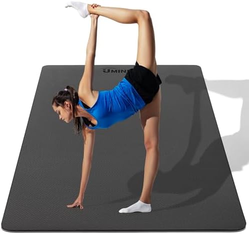 UMINEUX Large Yoga Mat for Men and Women 1/4 & 2/5 Inch Extra Thick TPE Fitness Mat for Home Gym Workout, Non-Slip, Eco Friendly Exercise Mat for Yoga, Pilates, Stretching, Meditation