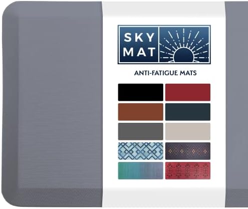 Sky Solutions Anti Fatigue Floor Mat - 3/4" Thick Cushioned Kitchen Rug, Standing Desk Mat - Comfort at Home, Office, Garage - Non Slip, Durable and Stain Resistant (20" x 39", Light Gray)