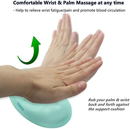 BRILA Ergonomic Memory Foam Mouse Wrist Rest Support Pad Cushion for Computer, Laptop, Office Work, PC Gaming - Massage Holes Design - Wrist Pain Relief (Aquamarine Mouse Wrist Rest)