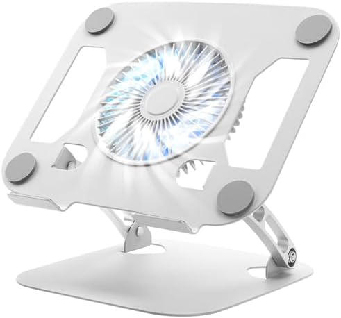 SHUWEI Laptop Stand with Fan, Height/Angle Adj fits 16" Laptop, Silver