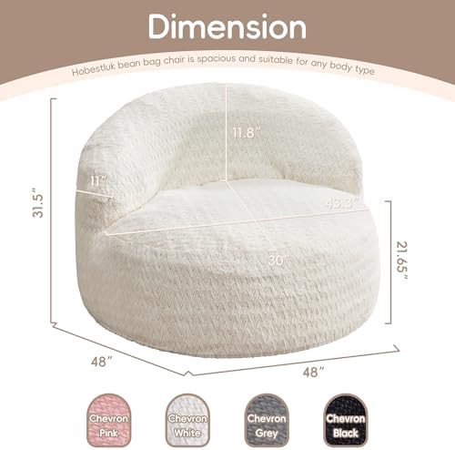 Hobestluk Adult Bean Bag Chair Memory Foam Faux Fur, Chevron White Medium