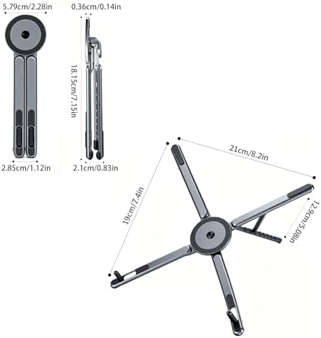 Foldable Laptop Stand with Magnetic Phone Holder, Gray