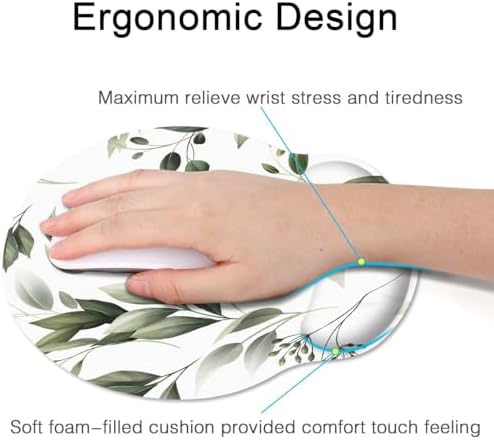 Britimes Ergonomic Mouse Pad with Wrist Support, Floral Green