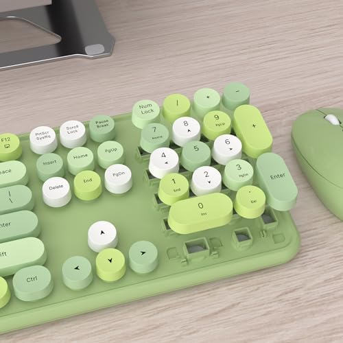 UBOTIE Colorful Wireless Keyboard and Mouse Combo (Green-Colorful)