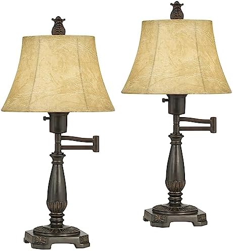 Andrea 22 1/2" Desk Lamps Set of 2 Swing Arm Bronze Brown with Smart Socket