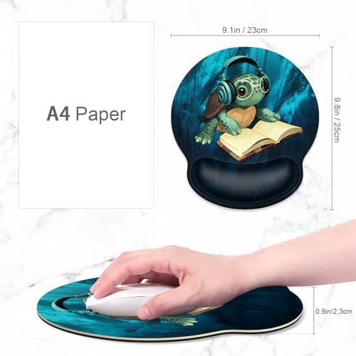 ITNRSIIET Ergonomic Mouse Pad with Wrist Support Wrist Rest Smooth Surface Non-Slip Rubber Base Comfortable Office Supplies Pain Relief, 9.8 x 9.1 inches, Pretty Turtles