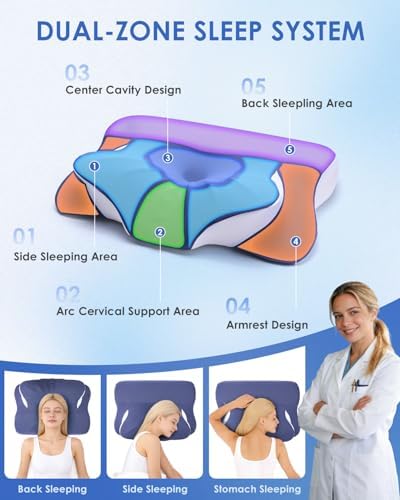 Cervical Neck Pillow for Neck Pain Relief Mellow Sleep Pillow Memory Foam