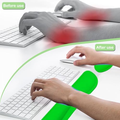 BamLue Keyboard Wrist Rest, BamLue Memory Foam Pad Set for Easy Typing & Pain Relief for Laptop, Office & Home, Ergonomic Sets for Keyboard, Gel Mouse Wrist Rest, Smooth Fiber Cushion Wrist Support