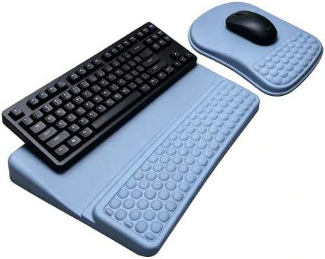 Keyboard Wrist Rest -Ergonomic Keyboard Stand with Wrist Rest- with Carpal Tunnel Pain Relief Massage Bumps and Full Memory Gel Design - Ideal Frequent Computer (Grey)