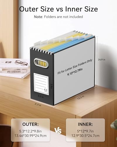 Oterri Portable Collapsible Cardboard File Box with Handle for Letter-Size