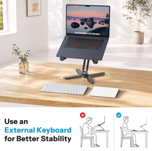 OMOTON LA10 360° Rotating Laptop Stand Riser Foldable for Desk, Black