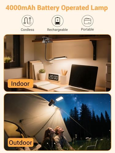 Clip on Light,9 Brightness+5 Color Rechargeable Lamp,48 LED Small Desk Lamp