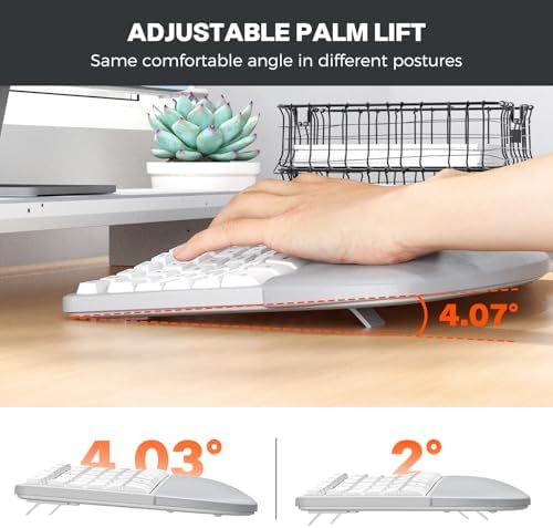 MEETION Ergonomic Keyboard Mouse Combo, Split Design, Vertical Mouse, Gray