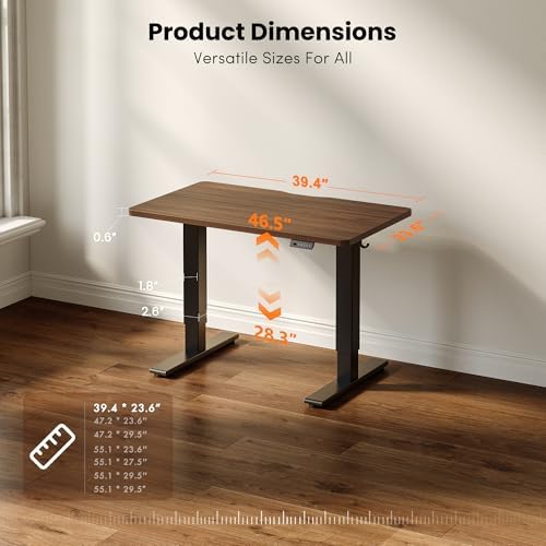 CubiCubi Electric Height Adjustable Standing Desk 40x24 Inch, Dark Walnut