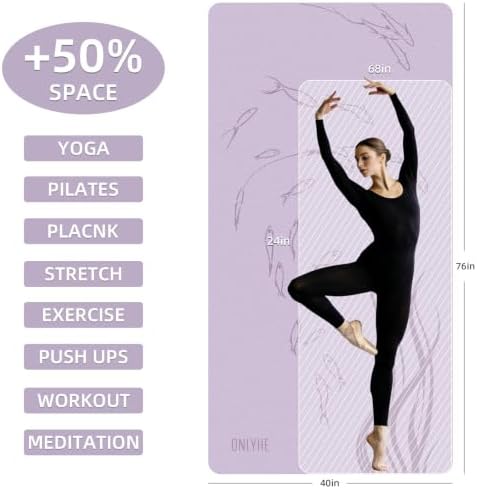 Extra Wide Yoga Mat 76"x40"x10mm TPE Non-Slip Fitness Exercise Mat