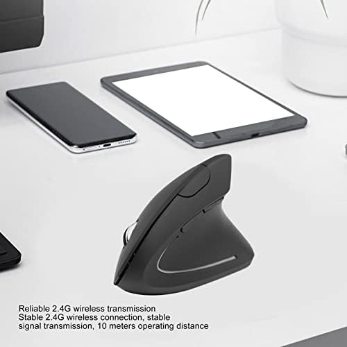 Jectse Vertical Mouse, 2.4G Wireless, Adjustable DPI, Battery Powered, Lighted, Quiet, Ideal for Gaming and Working