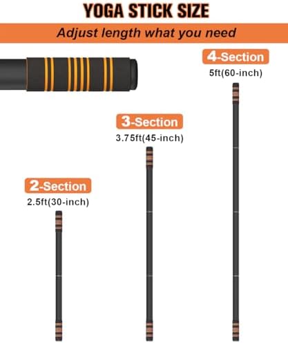 Queension 5ft Yoga Stick Adjustable Stretching Bar for Mobility & Balance