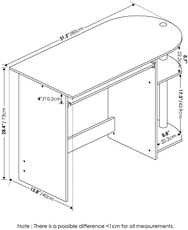 Furinno Simplistic Easy Assembly Computer Desk, with Keyboard Tray, Americano/Stainless Steel