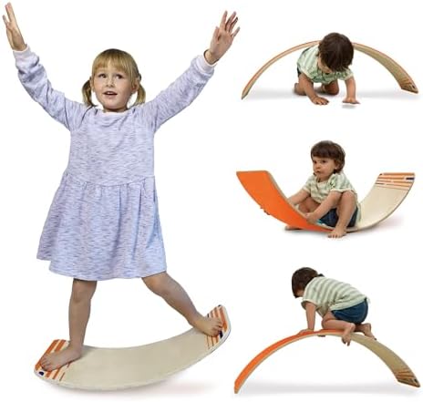 New Bounce Balance Board - Premium Wooden Wobble Board for Exercise & Balance Training - Supports Up to 480 Lbs. - Versatile Rocking Balance Boards for All Ages