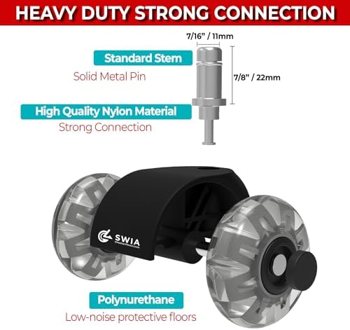 Premium 2 Inch Office Chair Caster Wheels (Set of 5) - Heavy-Duty, Smooth Rolling, Safe for All Floors, Silent and Durable Replacement for Home and Office Chairs