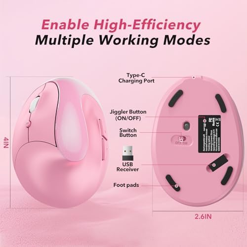 Left‑Hand Ergonomic Vertical Wireless Mouse Type‑C Rechargeable 6‑Btn Mice