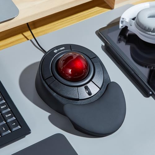 Wired Ergonomic Trackball Mouse, Programmable Roller Ball Mice, Tilt Scroll