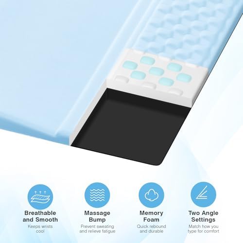 Ospelelf Keyboard Wrist Rest and Mouse Pad Set, Ergonomic Memory Foam Wrist Support, Aesthetic Desk Accessories for Office, Home & Gaming, Relief for Carpal Tunnel & Wrist Pain,Blue
