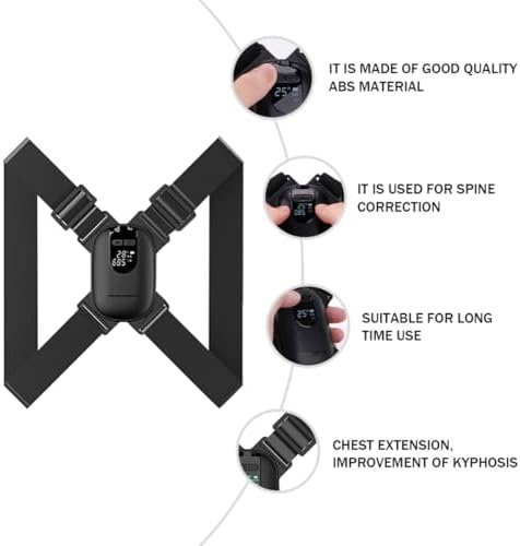Smart Posture Corrector Adjustable Back Belt with Intelligent Vibration Sensor, Hunchback Reduction Support and Adults, Shoulder and Spine Alignment Trainer for Daily Posture