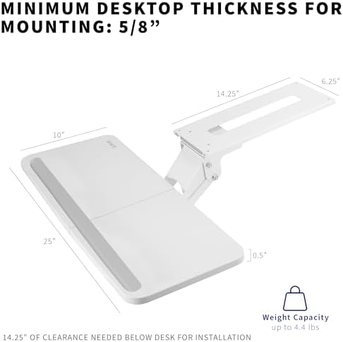 VIVO White Under Desk 25 x 10 in Keyboard Tray, MOUNT-KB03W