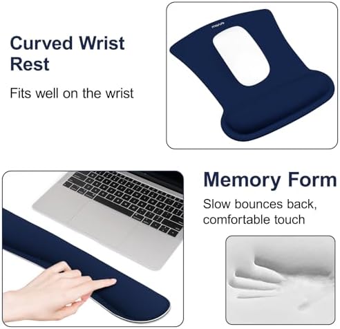 MOSISO Wrist Rest Support for Mouse Pad & Keyboard Set, Navy Blue