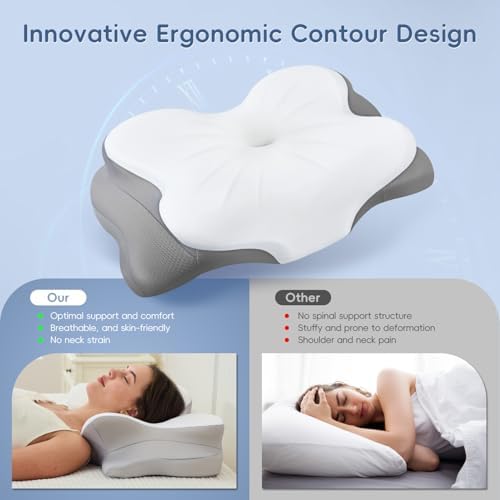 Cervical Neck Pillow,Ergonomic Memory Foam Pillow for Neck Pain Relief