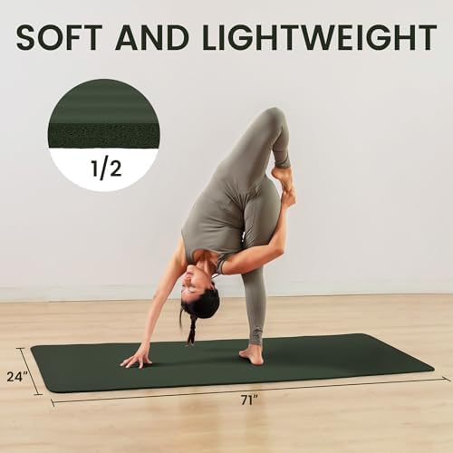 Fitvids 1/2-inch Thick High Density Exercise Yoga Mat with Carrying Strap