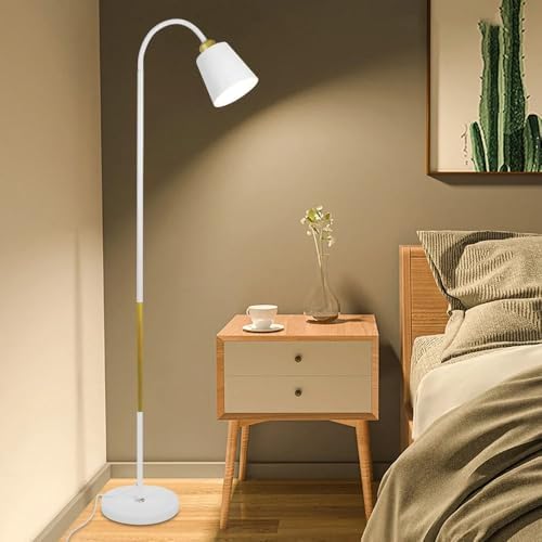 3 Height Floor Lamp, Adjustable Height Standing to Desk Lamp with Flexible Gooseneck, Modern Mid-Century Metal Task Light for Reading, Crafts & Office (Blub Not Included) (1, White)