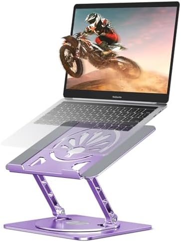 Adjustable Rotating Laptop Stand for Desk, Aluminum Riser,Purple
