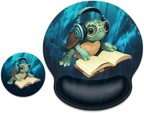 ITNRSIIET Ergonomic Mouse Pad with Wrist Support Wrist Rest Smooth Surface Non-Slip Rubber Base Comfortable Office Supplies Pain Relief, 9.8 x 9.1 inches, Pretty Turtles