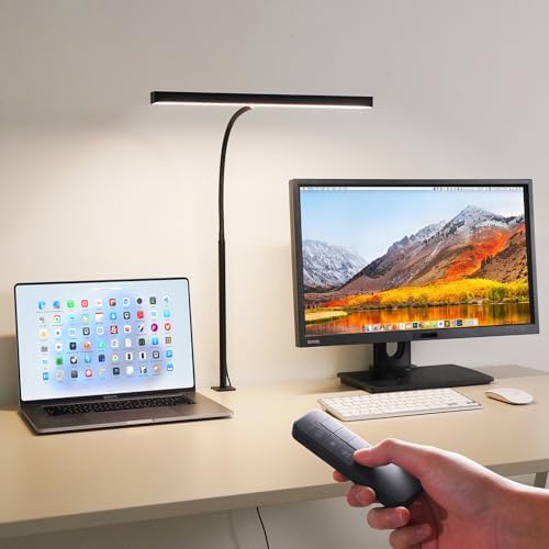 LED Desk Lamp for Office Home, Adjustable Flexible Eye-Caring Desk Light with,5 Modes 10 Brightness Adjustment, USB Adapter Desk Lamp with Clamp-T-B