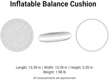 Inflatable Balance Disc Cushion, 13.4 Inch PVC Wobble Seat for Stability Training, Portable Exercise Pad for Home Office Chair or Fitness Workouts