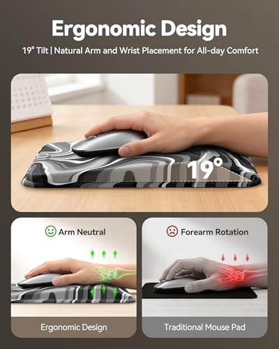 TECKNET Ergonomic Mouse Pad with Wrist Rest, All-Day Comfort & Pain Relief