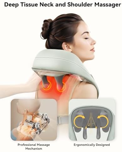 Snailax Cordless Neck Massager with Heat, Shiatsu Neck Shoulder Massager for Pain Relief Deep Tissue, 4D Kneading Shiatsu Back Massage Pillow, Gifts for Women, Men