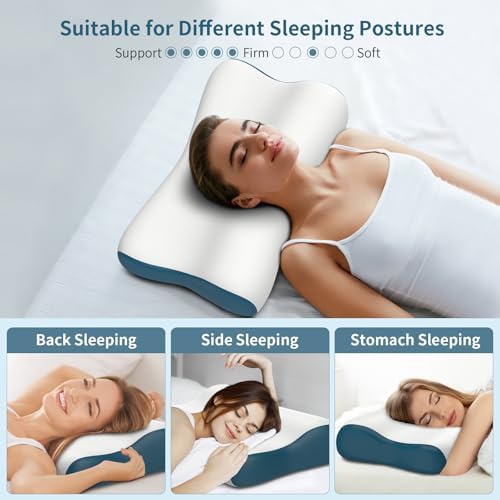 Cervical Pillow for Neck Pain Relief, Contour Memory Foam Pillows for Sleeping, Odorless Ergonomic Pillow Adjustable Orthopedic Cooling Pillow Bed Pillow Neck Support for All Sleepers (White)