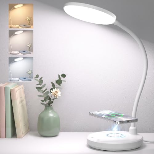 Desk Lamps for Home Office, Wireless Charger 800LM CRI95+ Desk Light, White
