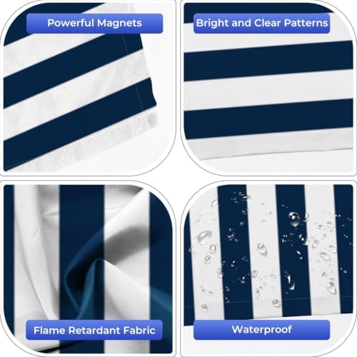 6 Pcs Fluorescent Light Covers for Ceiling Lights Vertical blue white stripes Magnetic Light Filters Decorative for Classroom Office Hospital Home 4x2 Ft