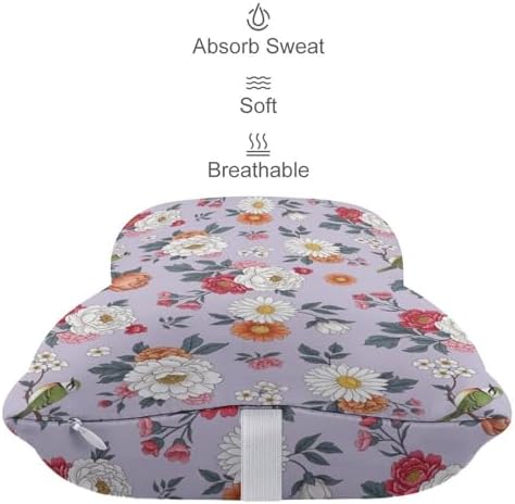 2 Pack Car Neck Pillow Floral Flowers Memory Foam with Adjustable Strap Breathable Removable Cover for Driving