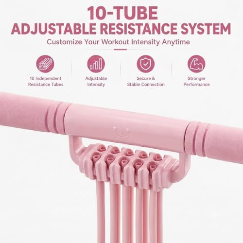 10-Tube Pedal Resistance Band, Modular Resistance Trainer with Handles