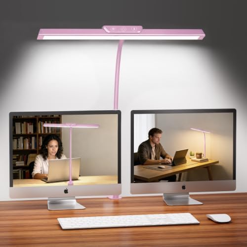 MOICO LED Desk Lamp with Clamp for Office Home-(Pink, 14.8in)