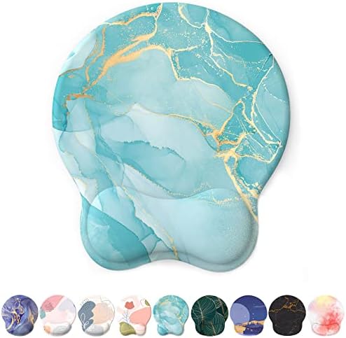 eulps Mouse Pad with Wrist Rest, Comfortable Computer Mousepad with Gel Wrist Support Smooth Surface and Non-Slip PU Base for Pain Relief, Laptop, Office & Home (Blue Marble)