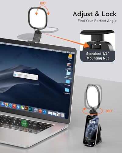 LitONES Ring Light for Laptop, Monitor, Desk, Eye-Caring Diffused LED Light