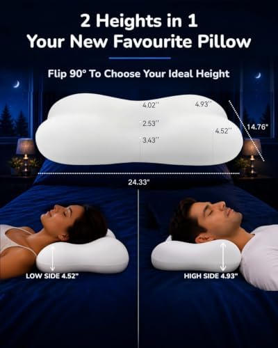 Cervical Neck Pillow for Sleeping, Memory Foam Pillows, White