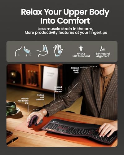 ProtoArc EM11 NL Wireless Ergonomic Vertical Mouse, Rechargeable, Wine Red