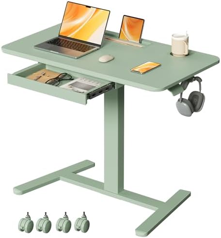 Mobile Standing Desk with Drawer, 35"×20" Small Laptop Desk